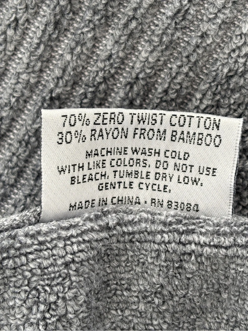NWT 2Pc Common Thread Bamboo Eco-Melange Charcoal Grey Bath Towels